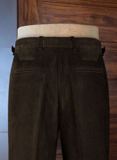 Coffee Brown Stretch Colonel Corduroy Trousers - StudioSuits