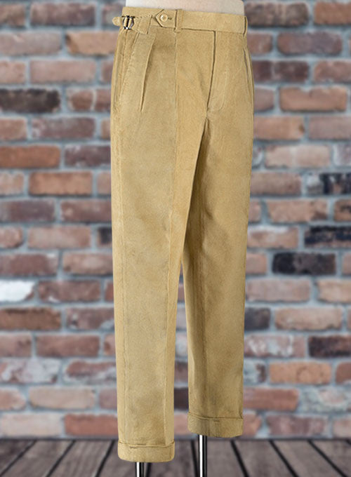 Mens pleated corduroy new arrivals pants with cuffs