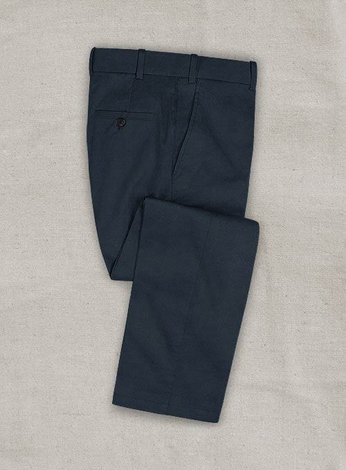 Cotton Drill Dark Blue Stretch Pants - StudioSuits