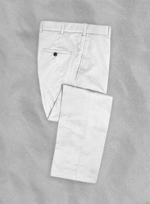 Cotton Drill White Stretch Pants - StudioSuits
