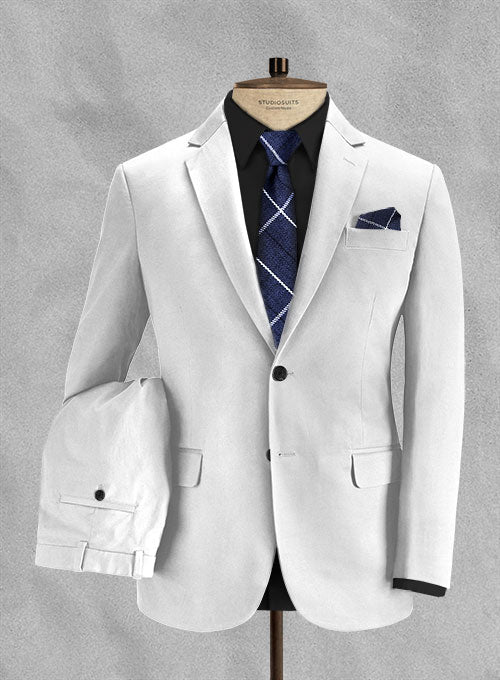 Cotton Drill White Stretch Suit - StudioSuits