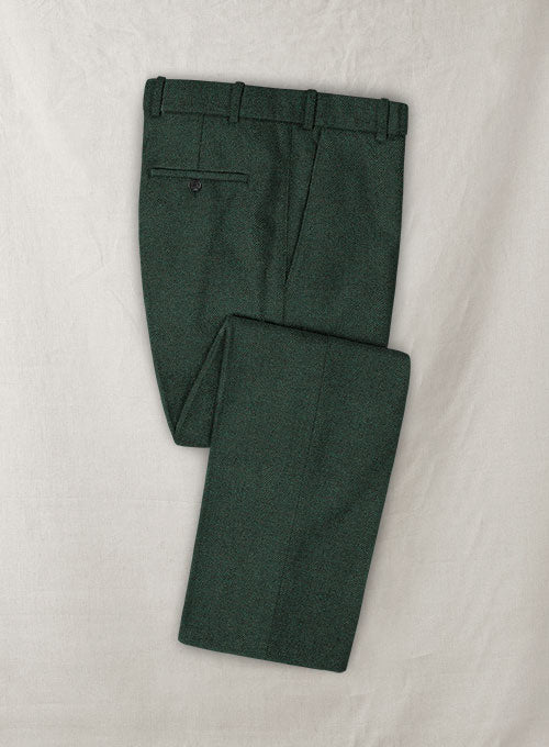 County Green Herringbone Tweed Pants - StudioSuits