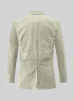 Cream Beige Suede Leather Blazer - StudioSuits