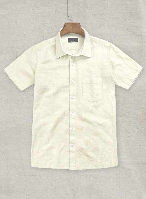 Washed Cream Cotton Linen Shirt