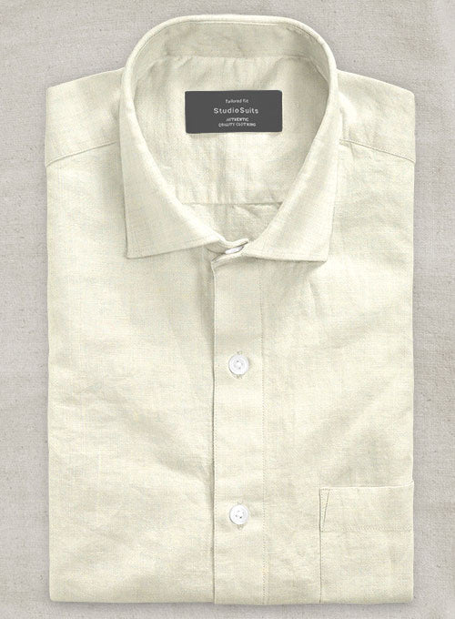 Washed Cream Cotton Linen Shirt