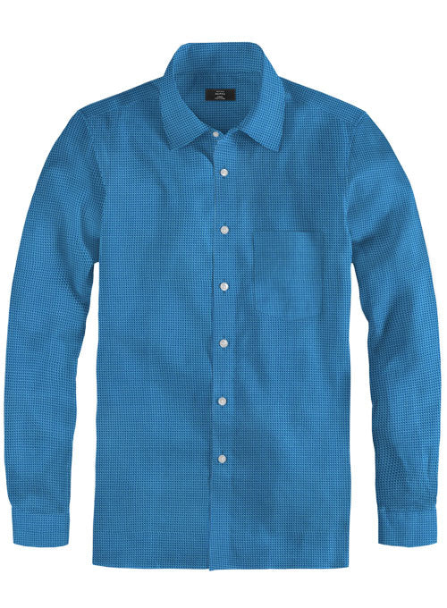 Cube Marine Blue Cotton Shirt