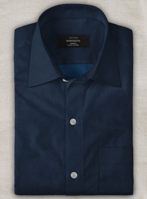 Dark Blue Luxury Twill Shirt - StudioSuits
