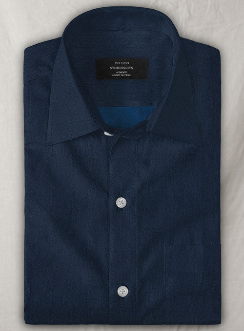 Dark Blue Luxury Twill Shirt - StudioSuits