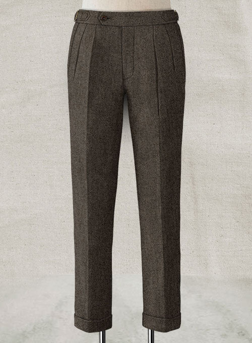 Dark Dapper Brown Highland Tweed Trousers - StudioSuits
