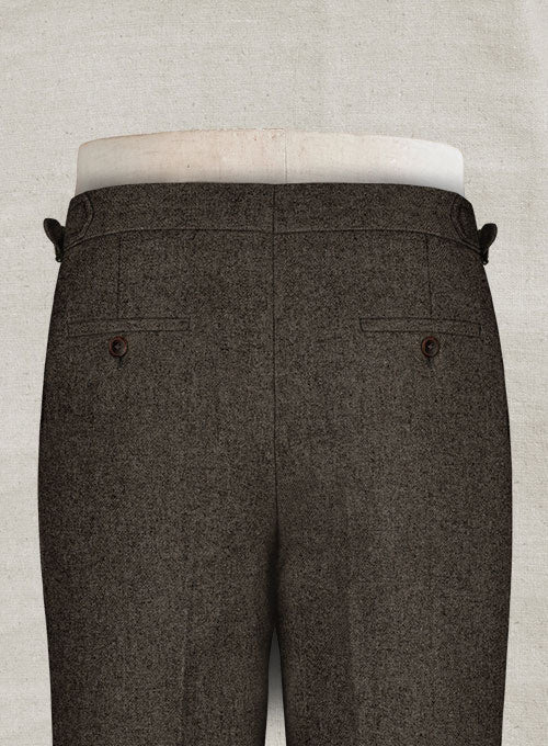 Dark Dapper Brown Highland Tweed Trousers - StudioSuits