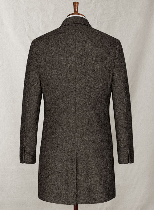 Dark Dapper Brown Tweed Overcoat - StudioSuits