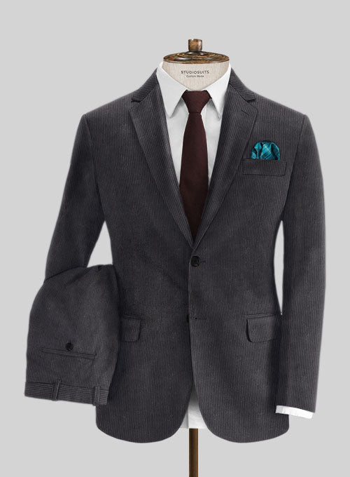 Dark Gray Stretch Corduroy Suit - StudioSuits