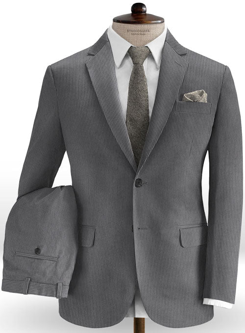 Dark Gray Thick  Corduroy Suit - StudioSuits