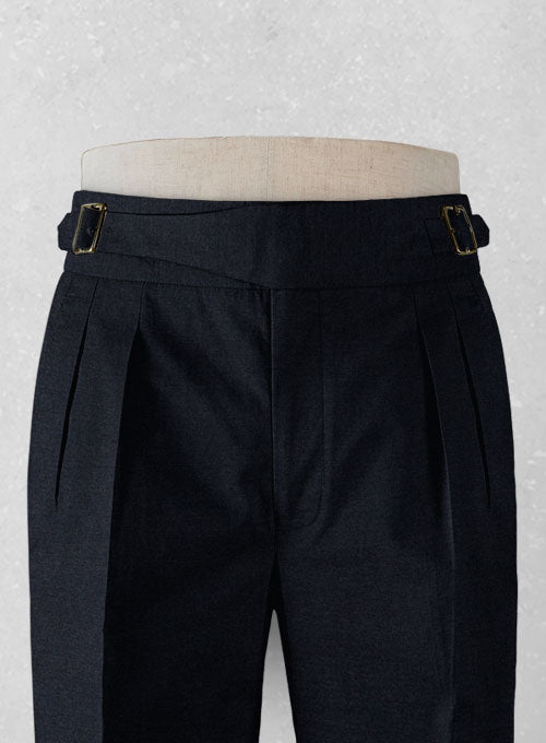 Dark Navy Blue Chino Gurkha Trousers - StudioSuits