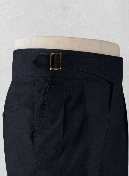 Dark Navy Blue Chino Gurkha Trousers - StudioSuits