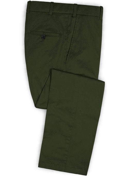 Dark Olive Green Chino Pants - StudioSuits