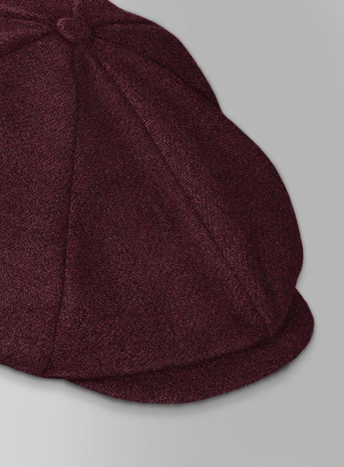 Dark Wine Heavy Tweed Newsboy Cap - StudioSuits