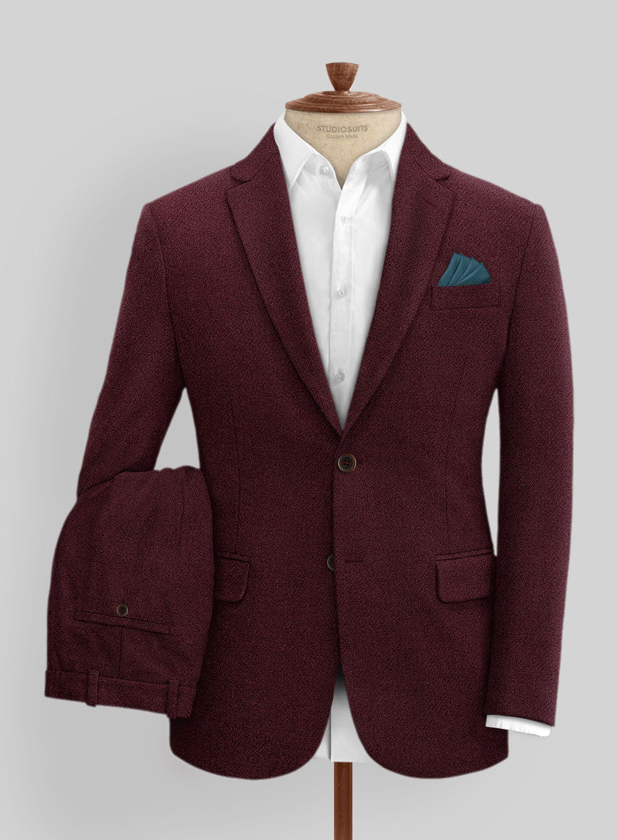 Dark Wine Heavy Tweed Suit - StudioSuits