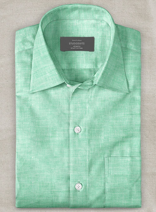 Dublin Shell Green Linen Shirt - StudioSuits
