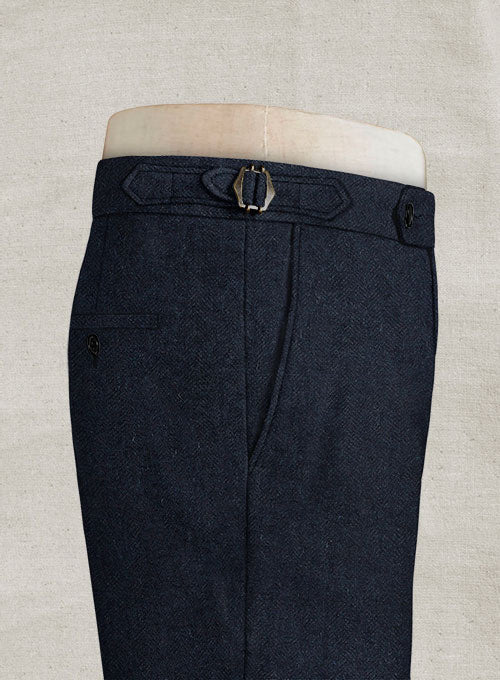 Deep Blue Herringbone Highland Tweed Trousers – StudioSuits
