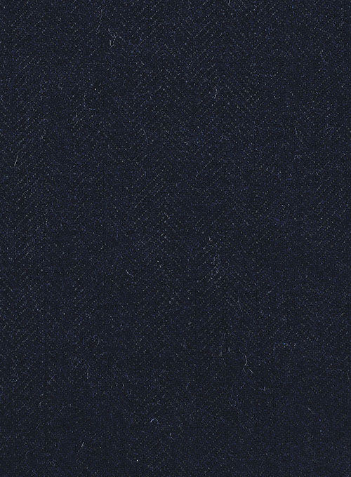 Deep Blue Herringbone Highland Tweed Trousers - StudioSuits