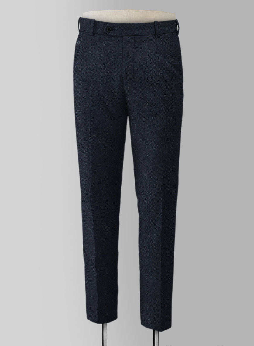 Deep Blue Herringbone Tweed Pants – StudioSuits