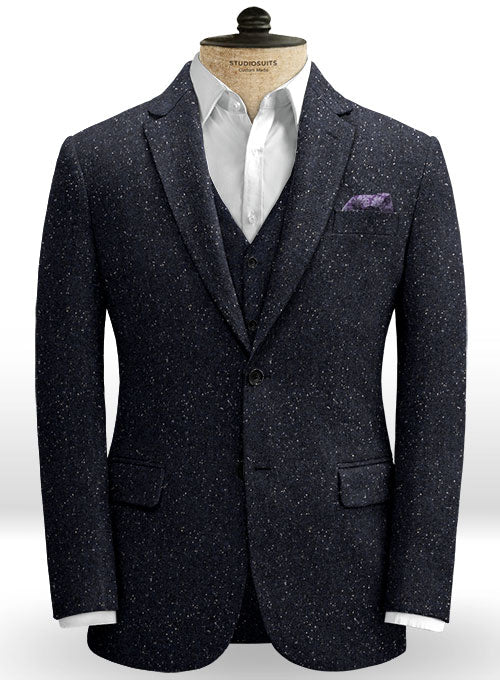 Dark Blue Flecks Donegal Tweed Jacket - StudioSuits