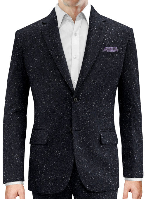 Dark Blue Flecks Donegal Tweed Jacket - StudioSuits