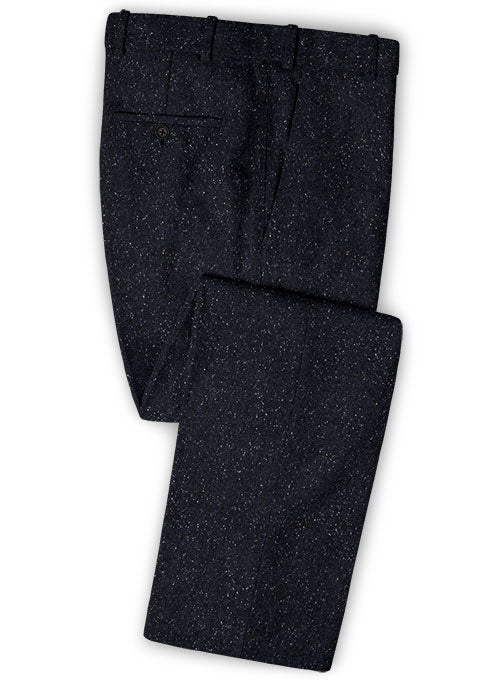 Dark Blue Flecks Donegal Tweed Pants - StudioSuits