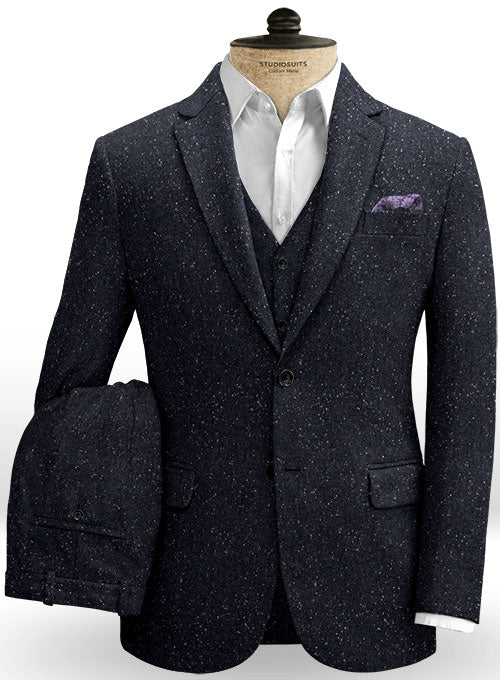Dark Blue Flecks Donegal Tweed Suit - StudioSuits