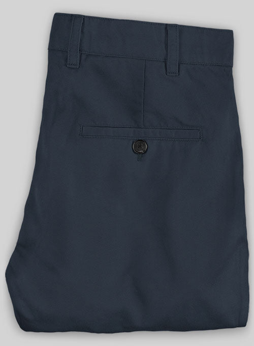 Washed Dark Blue Stretch Chino Pants - StudioSuits