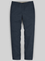 Washed Dark Blue Stretch Chino Pants - StudioSuits