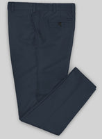 Washed Dark Blue Stretch Chino Pants - StudioSuits