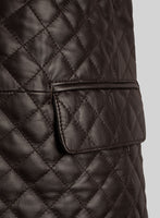 Dark Brown Bocelli Quilted Leather Blazer - StudioSuits