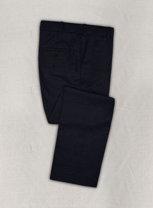 Dark Navy Flannel Wool Pants - StudioSuits