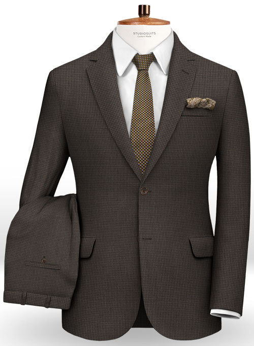 Dogtooth Wool Brown Suit - StudioSuits