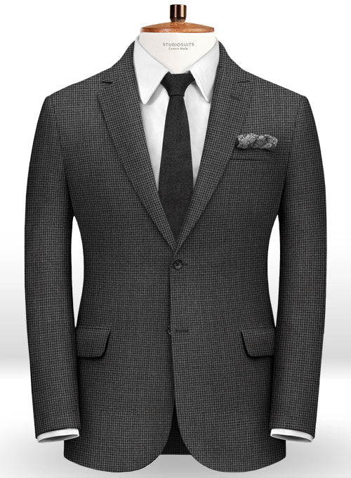 Dogtooth Wool Charcoal Suit - StudioSuits
