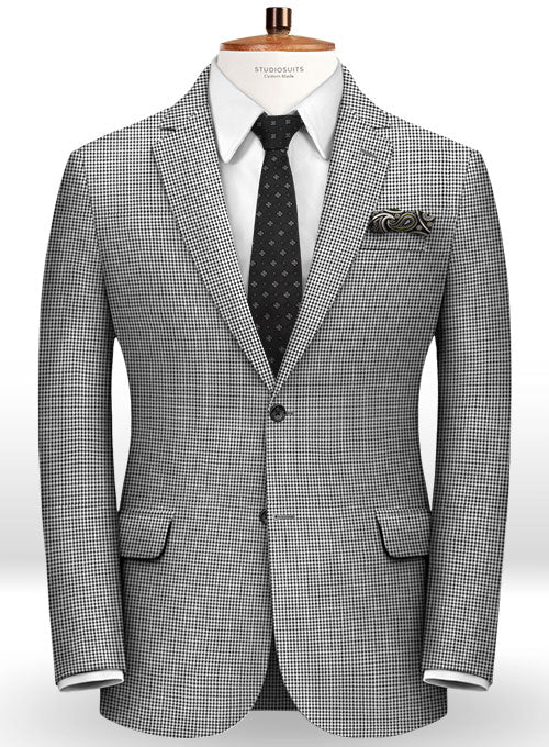 Dogtooth Wool Light Gray Suit - StudioSuits