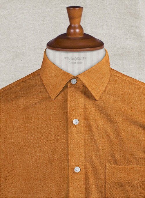 Dublin Autumn Orange Linen Shirt - StudioSuits