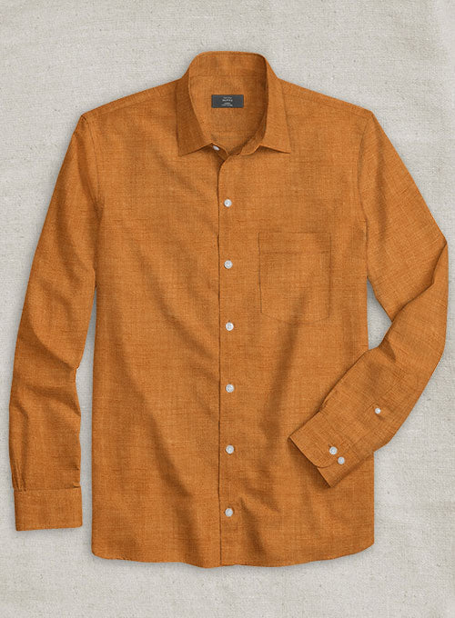 Dublin Autumn Orange Linen Shirt - StudioSuits