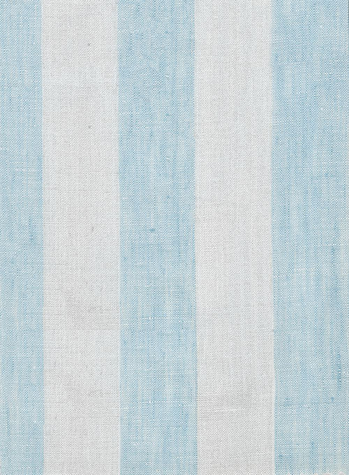 Dublin Blue Wide Stripe Linen Shirt - StudioSuits
