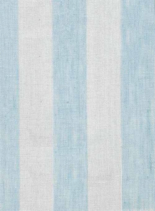 Dublin Blue Wide Stripe Linen Shirt - StudioSuits