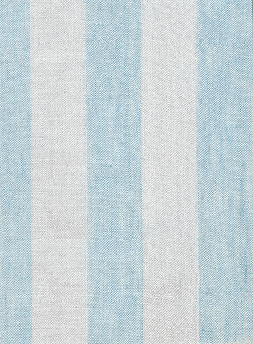 Dublin Blue Wide Stripe Linen Shirt - StudioSuits