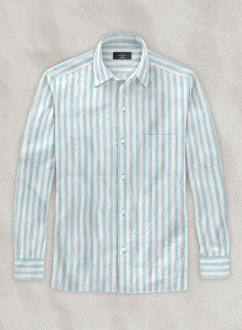 Dublin Blue Stripe Linen Shirt - StudioSuits