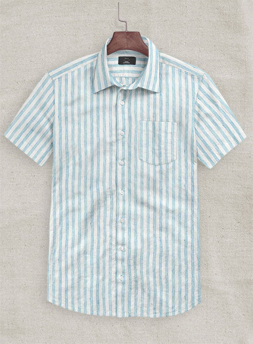 Dublin Blue Stripe Linen Shirt - StudioSuits