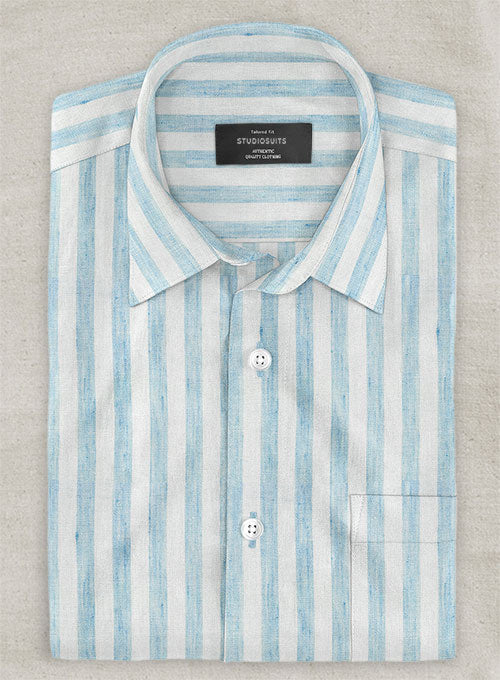 Dublin Blue Stripe Linen Shirt - StudioSuits
