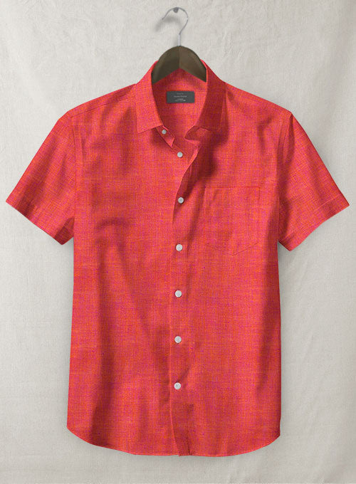 Dublin Pink Orange Linen Shirt - StudioSuits