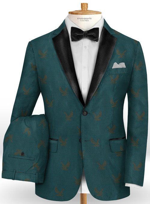 Eagle Teal Wool Tuxedo Suit - StudioSuits