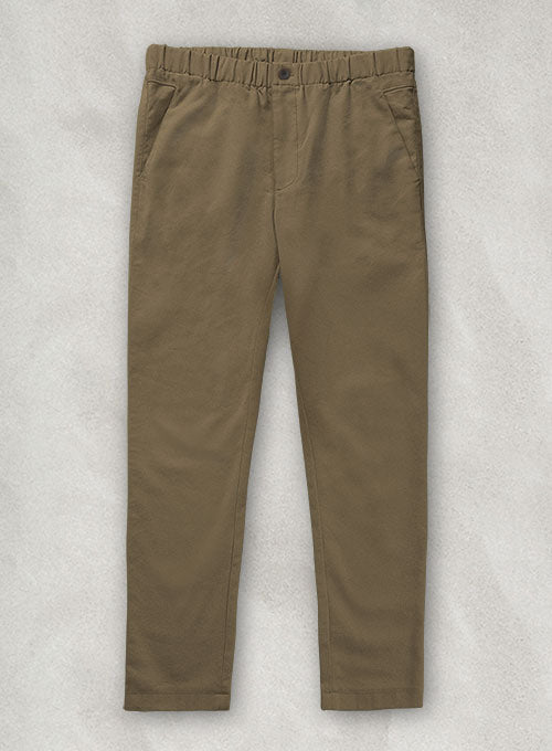 Easy Pants Dark Beige Cotton Canvas - StudioSuits