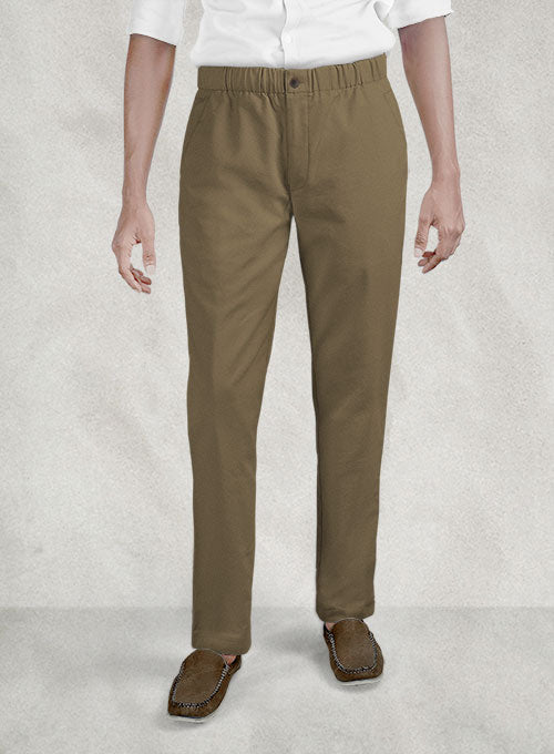 Easy Pants Dark Beige Cotton Canvas - StudioSuits